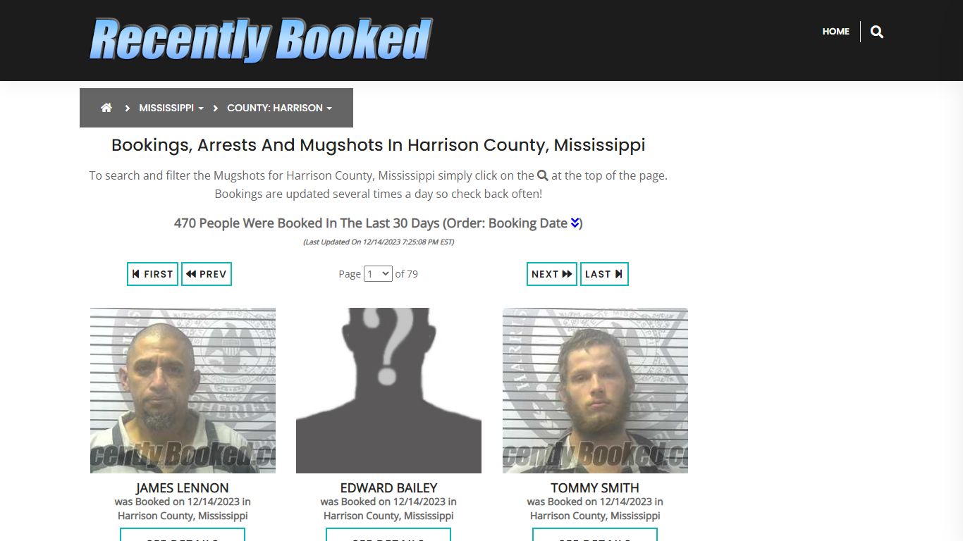 Bookings, Arrests and Mugshots in Harrison County, Mississippi